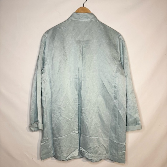 Eileen Fisher Stand Collar Organic Linen and Silk Kimono Jacket Cardigan Sz L - Picture 8 of 11